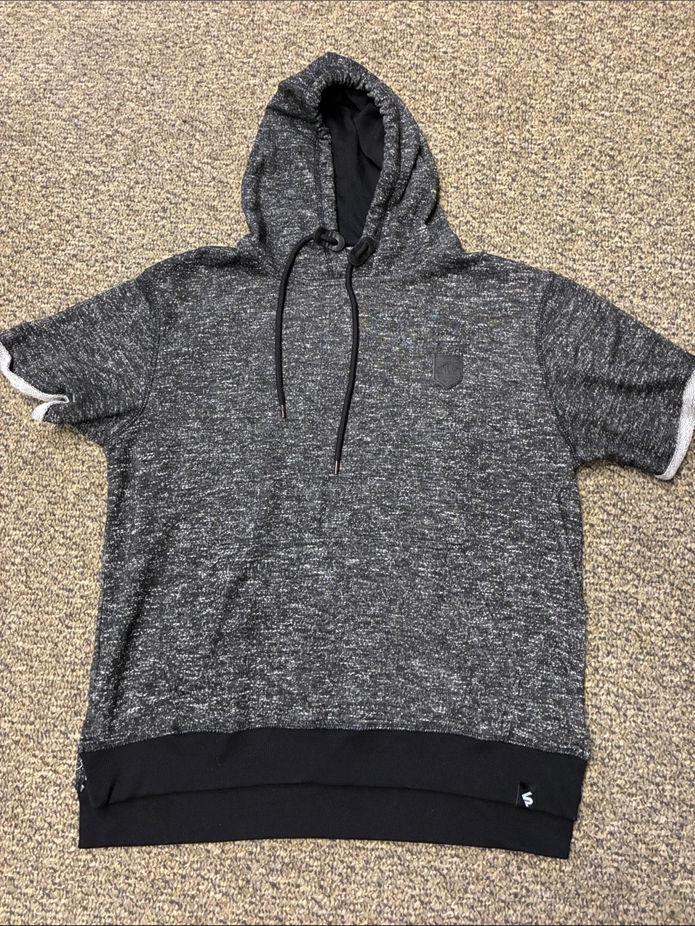South Pole Charcoal & Black Short-Sleeve Hooded Pullover